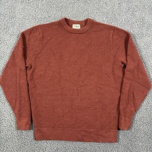LL Bean Merino Wool Textured Crewneck Sweater Rust Orange Mens Large Knit VTG